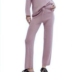 FP Beach Free People Malibu Sweater Wide Leg Knit Pants Lavender Purple Large